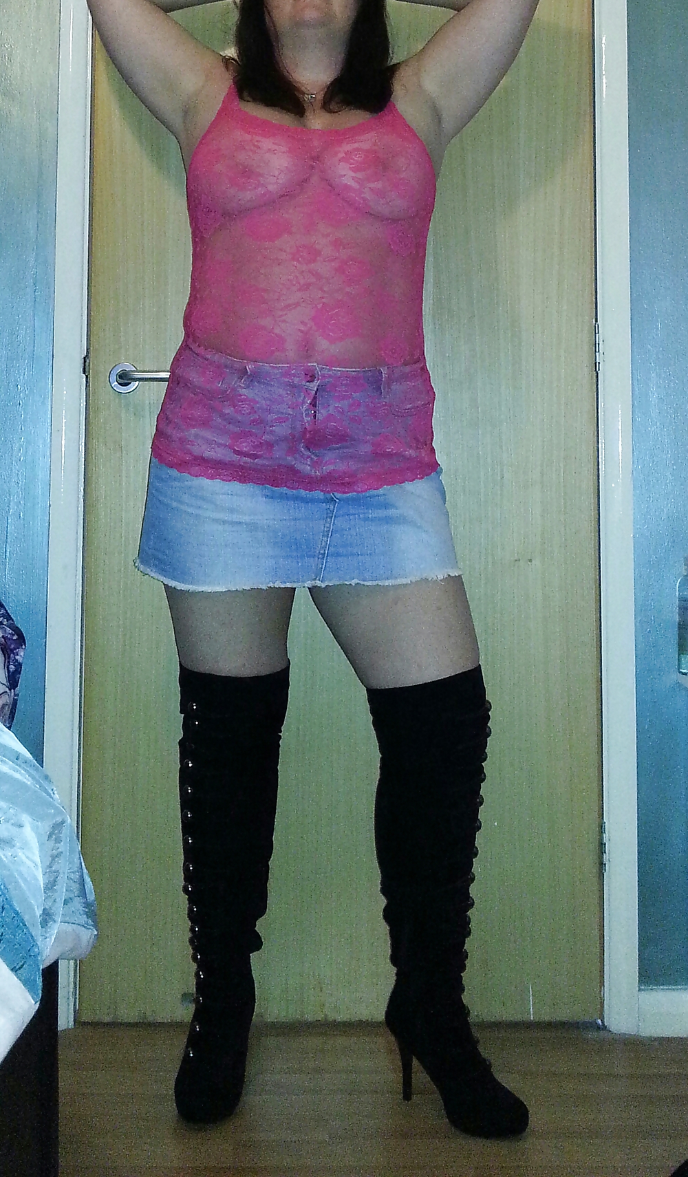 Pink satin and lace