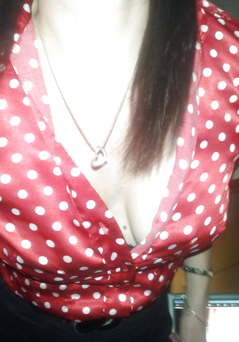 Red satin polka dots and nylon panties #20097731