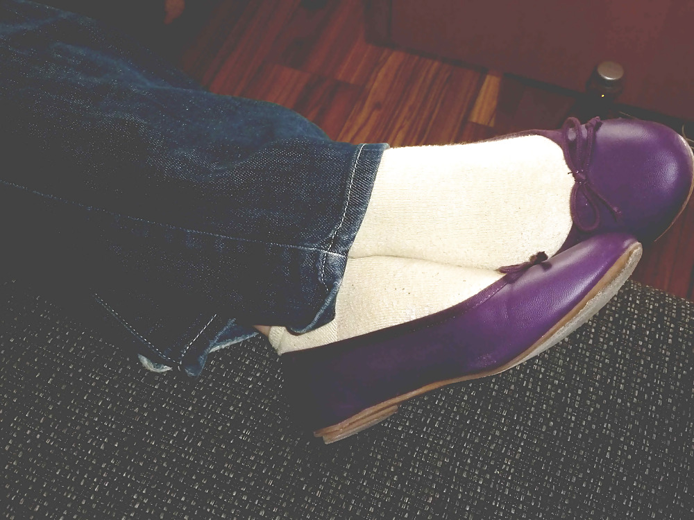 Purple flats - barefeet, socks, nylon #14800433