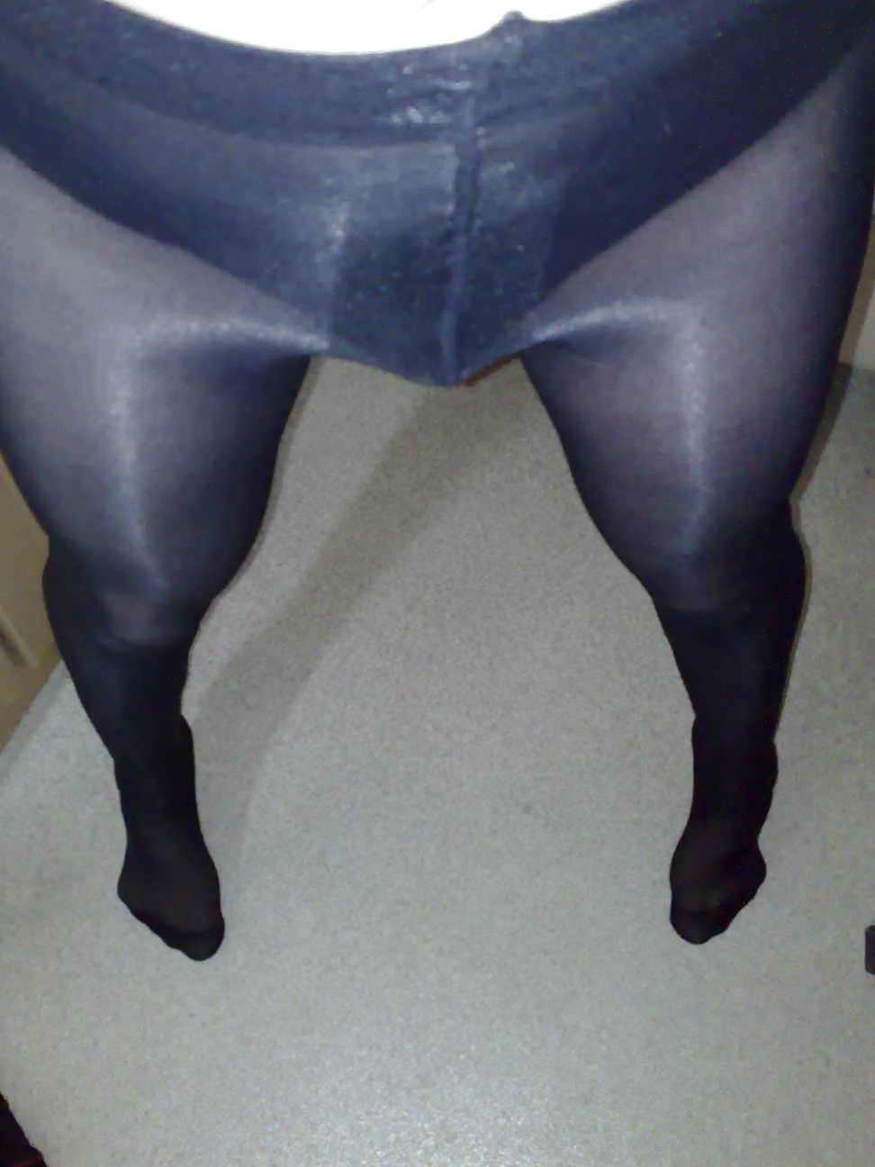 Black pantyhose & black thongs #125688