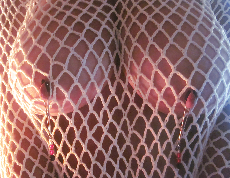 Nipple clamps and fishnet top #4865918