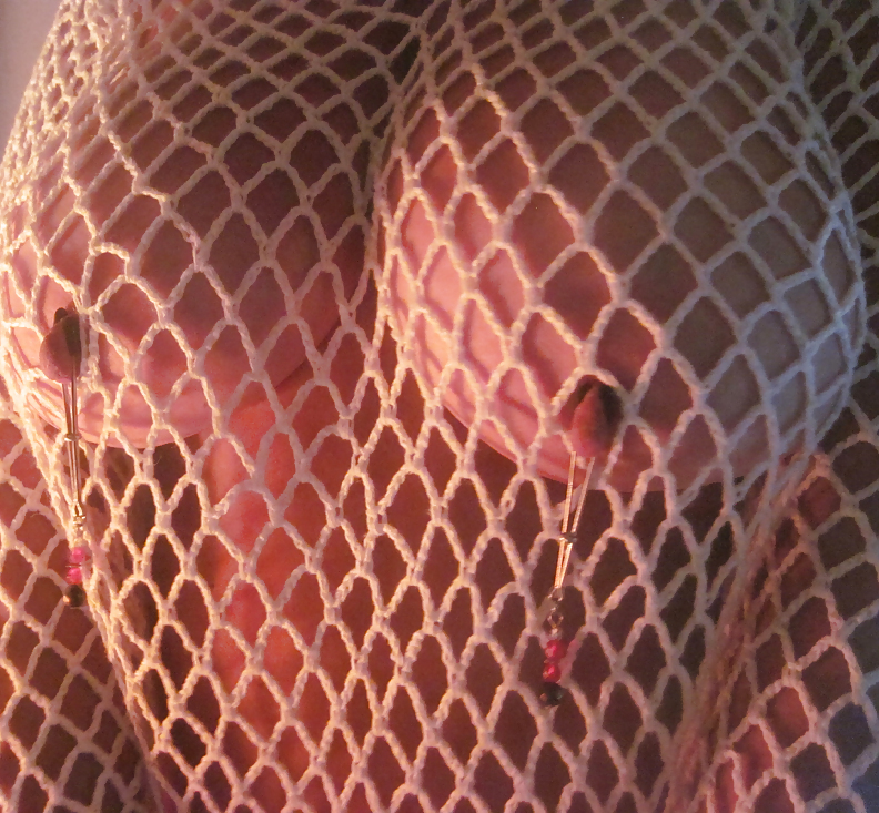 Nipple clamps and fishnet top #4865945