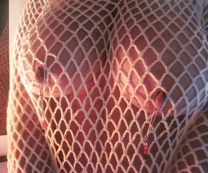 Nipple clamps and fishnet top #4865956