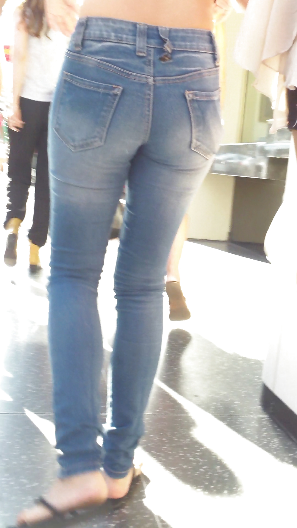 Beautiful cute tight teen ass & butt in blue jeans #21921745