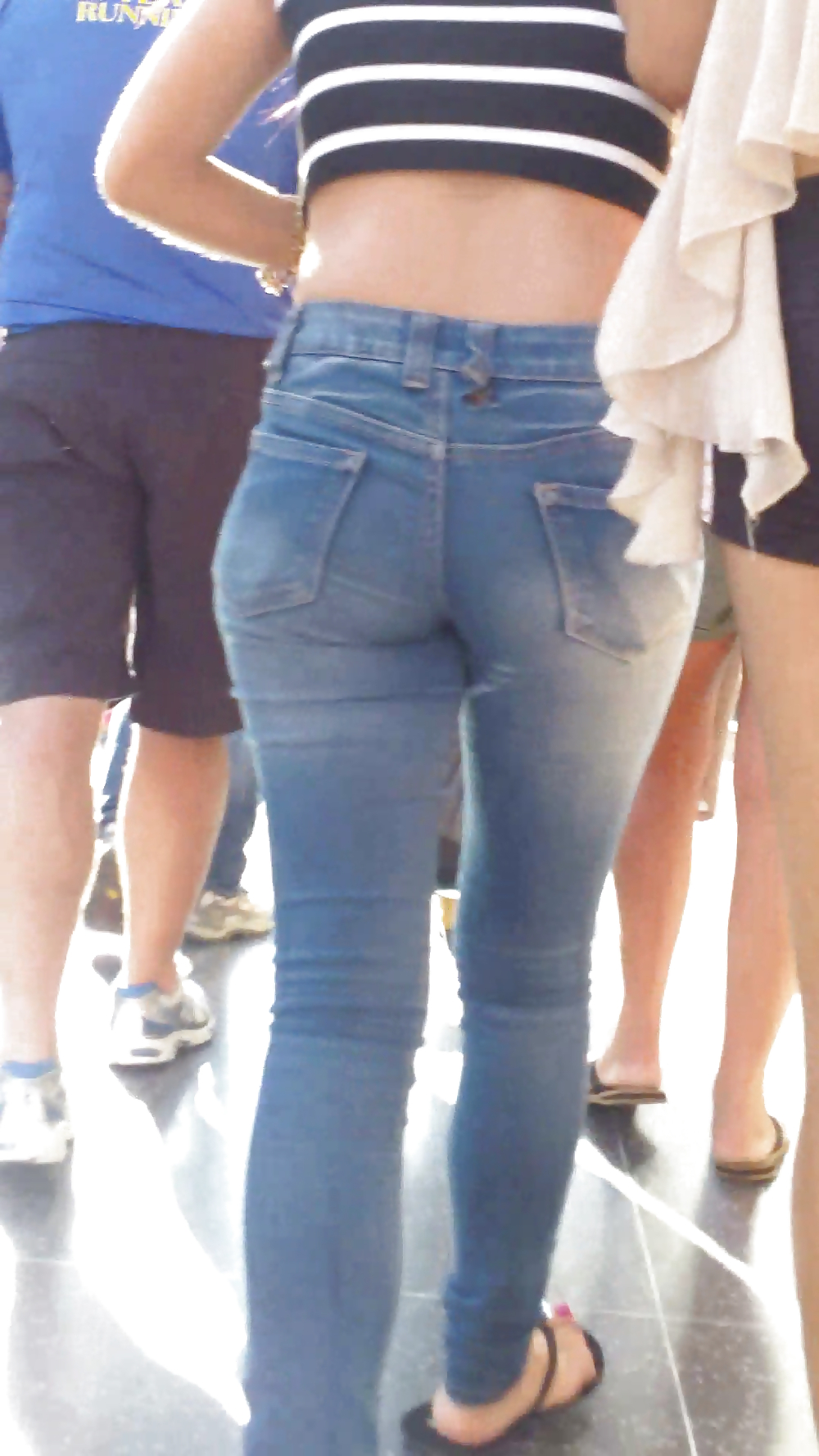 Beautiful cute tight teen ass & butt in blue jeans #21921752