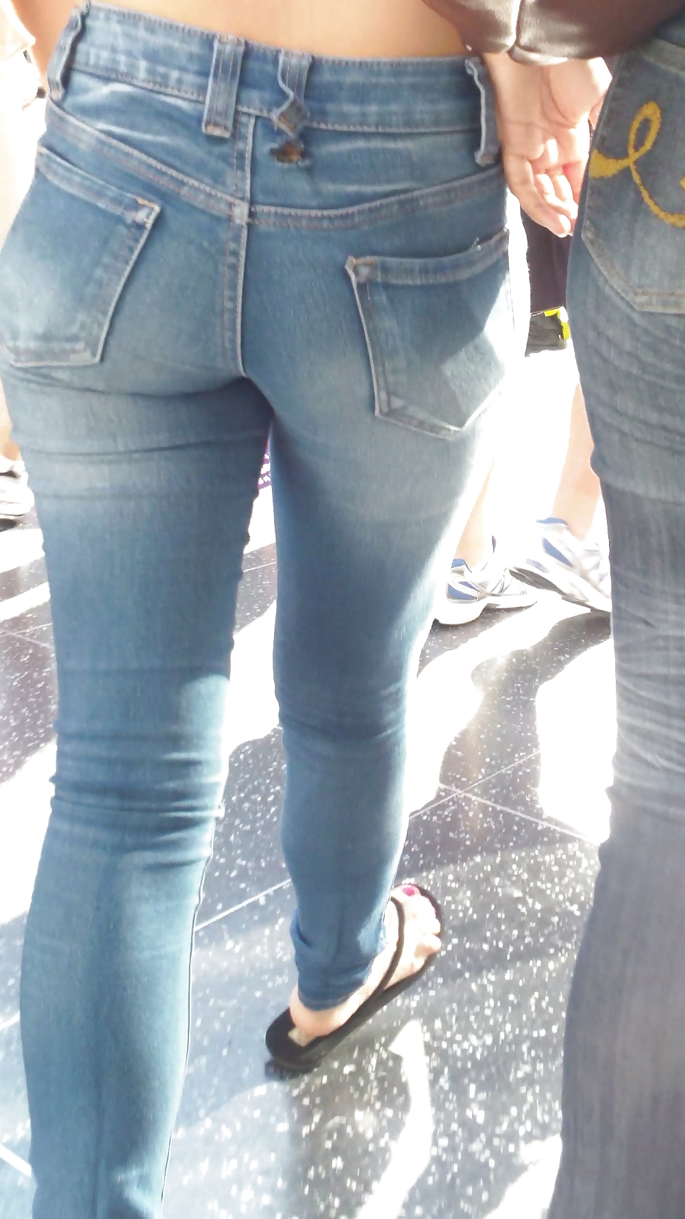 Beautiful cute tight teen ass & butt in blue jeans #21921849