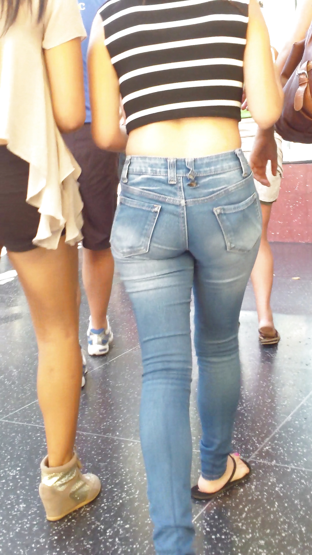 Beautiful cute tight teen ass & butt in blue jeans #21921901