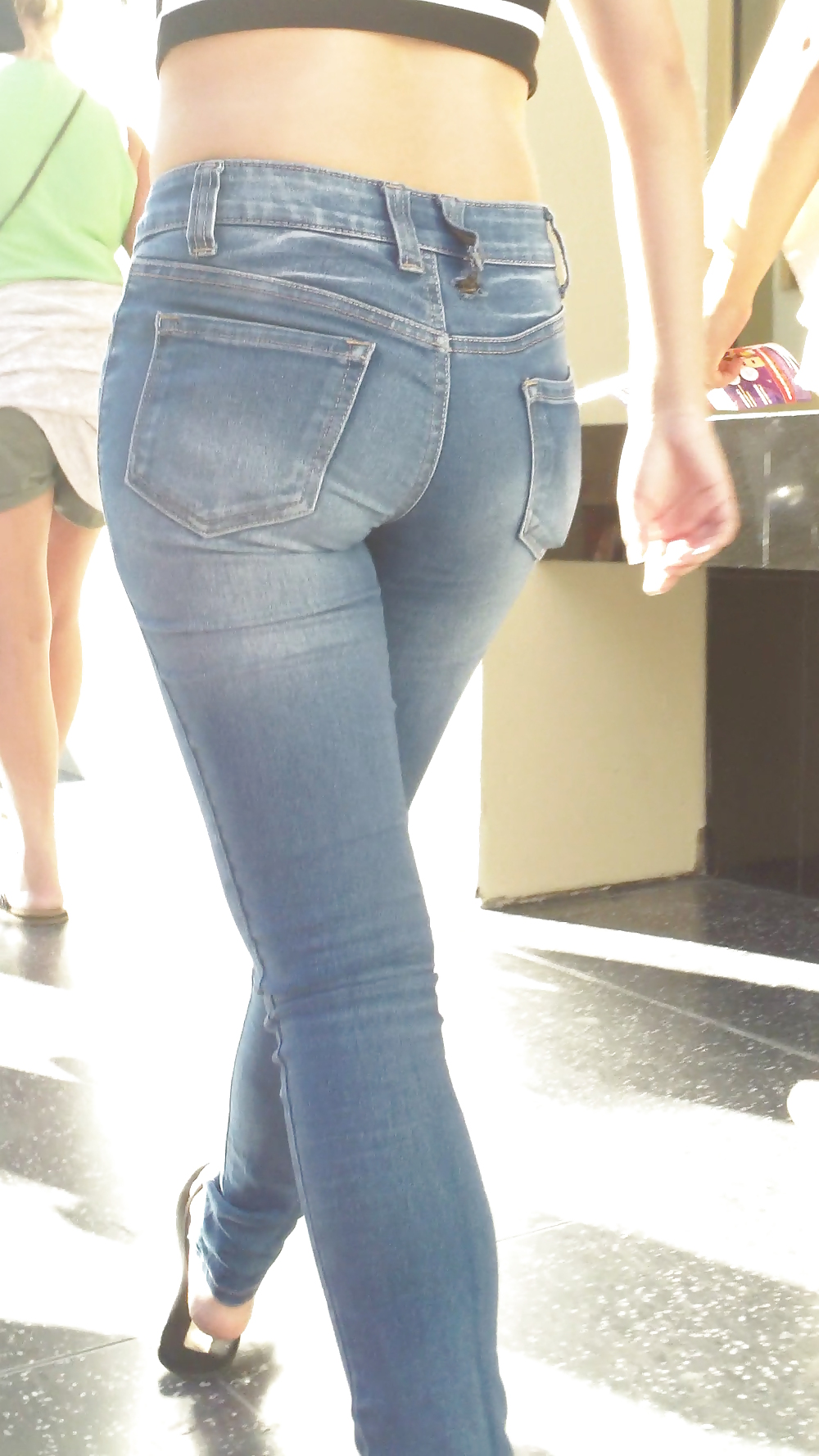 Beautiful cute tight teen ass & butt in blue jeans #21921911