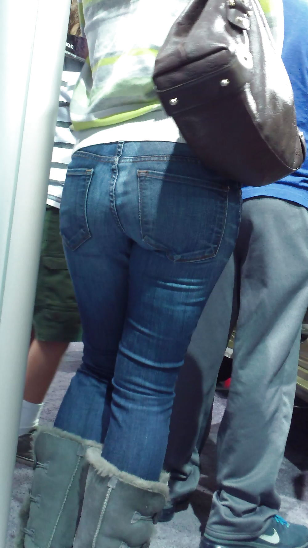 Teen with nice big ass & butt in blue jeans  #22595874