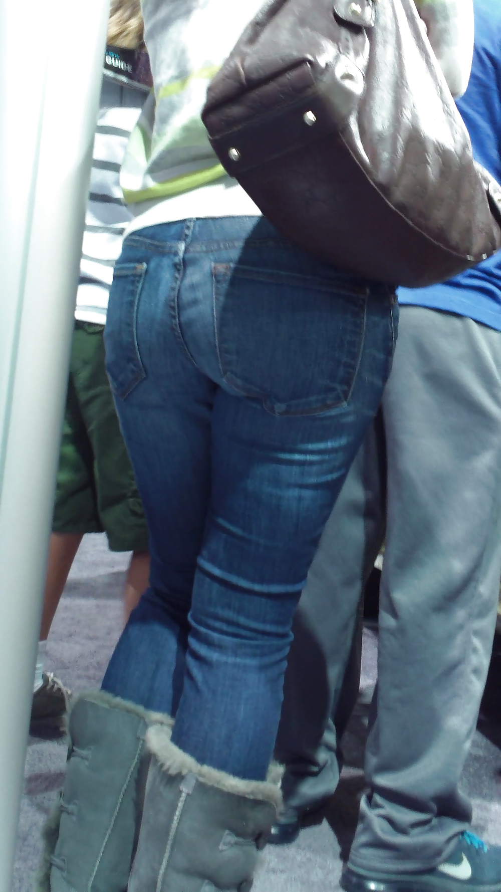 Teen with nice big ass & butt in blue jeans  #22595885