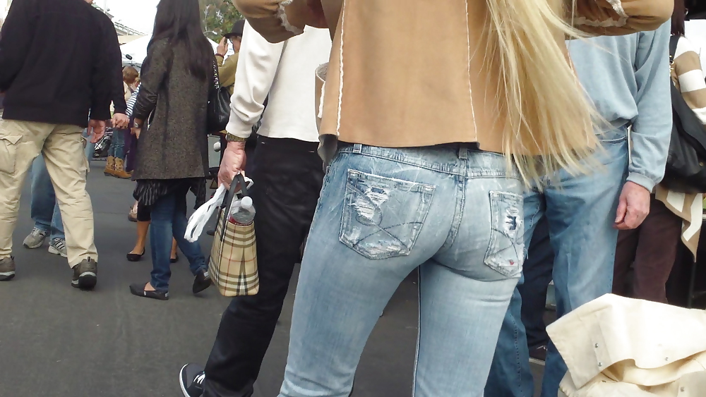 Sexy blonde teen ass & butt in tight jeans #6693157