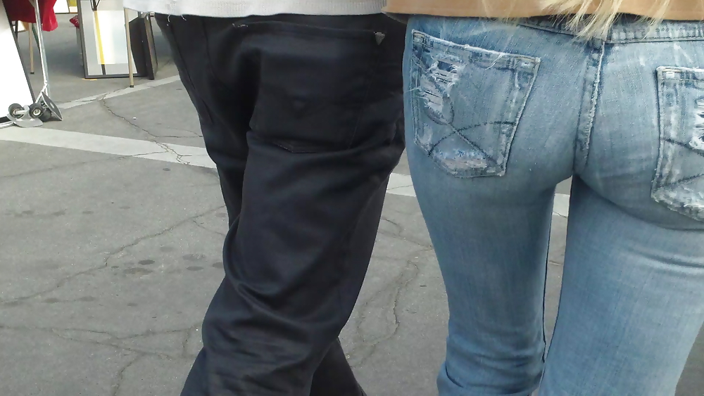 Sexy blonde teen ass & butt in tight jeans #6693170