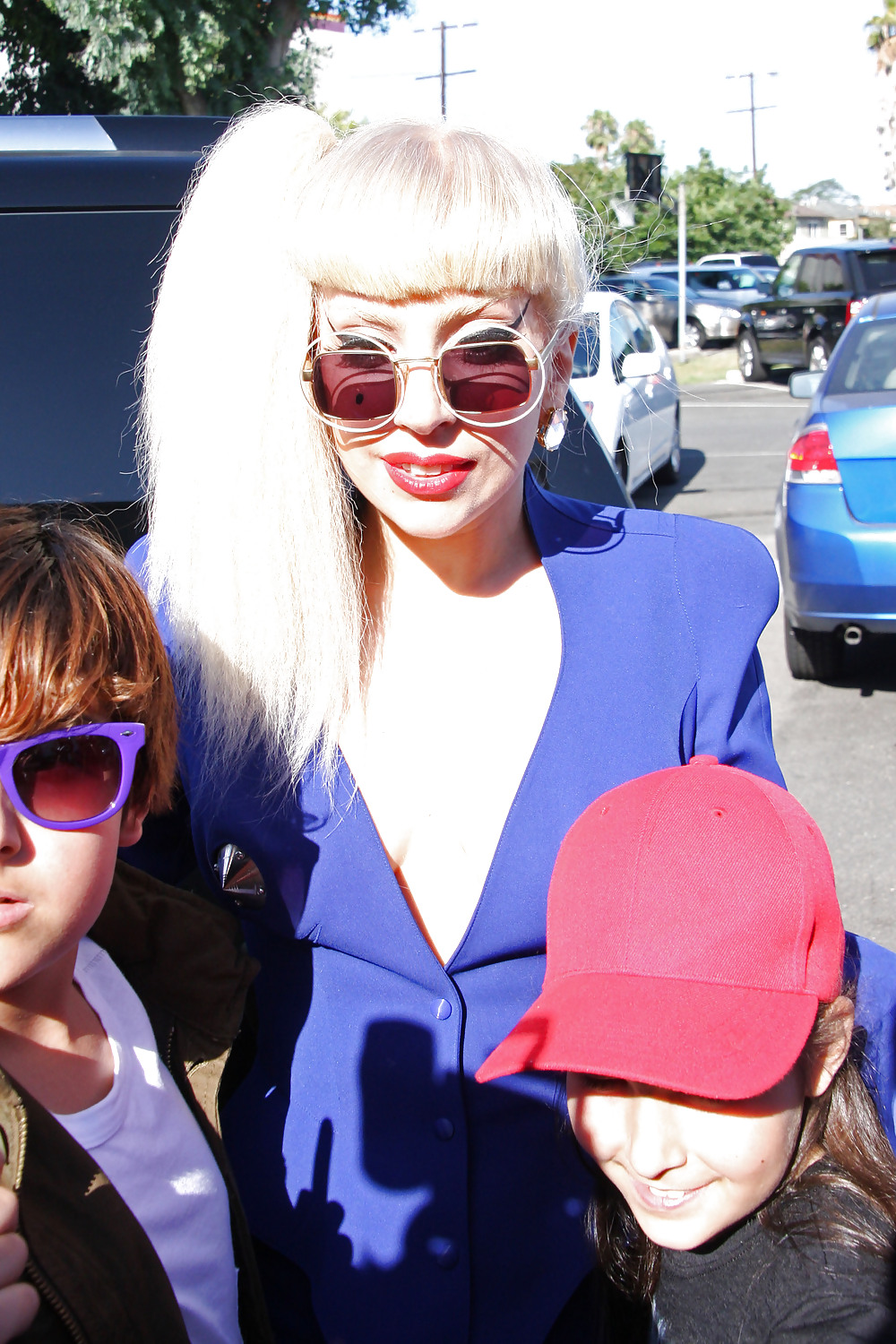 Lady Gaga Showing Boobs in Blue Dress #6672039
