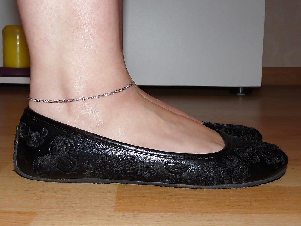Wifes sexy black leather ballerina ballet flats shoes 2 #19330318