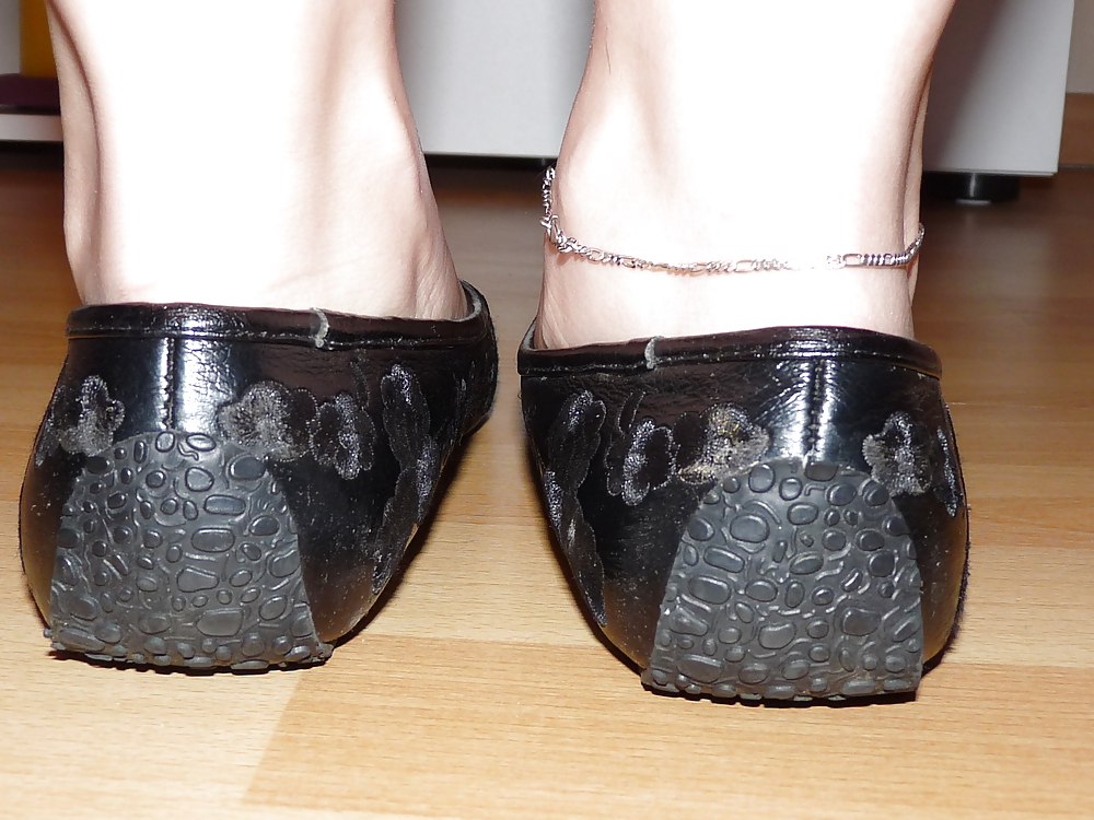 Wifes sexy black leather ballerina ballet flats shoes 2 #19330330