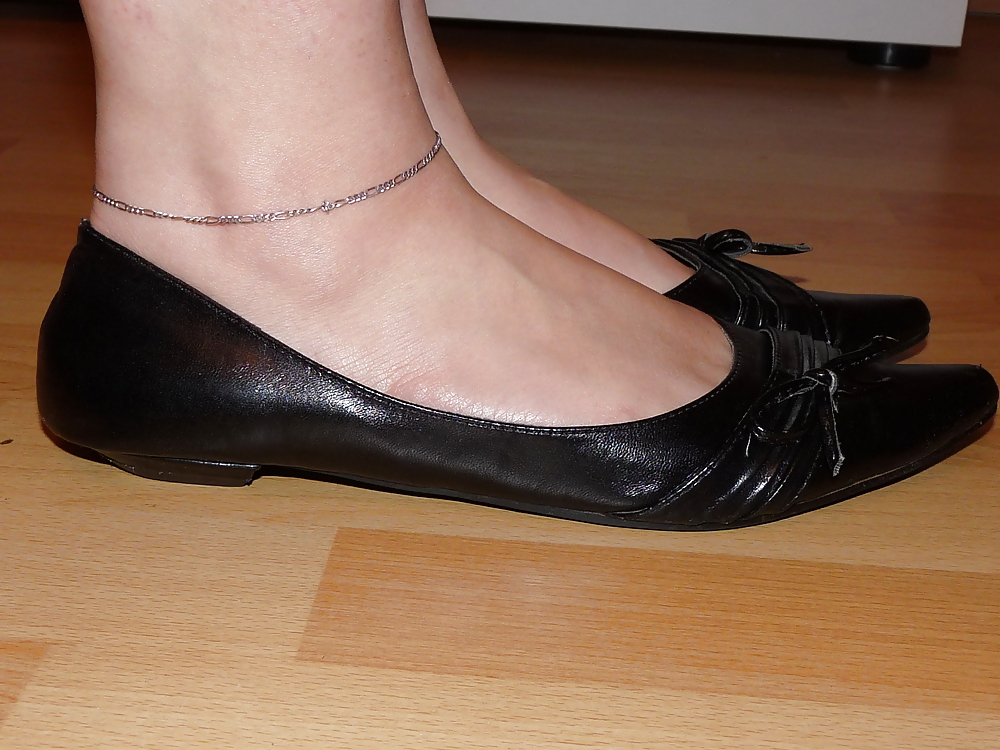 Wifes sexy black leather ballerina ballet flats shoes 2 #19330362
