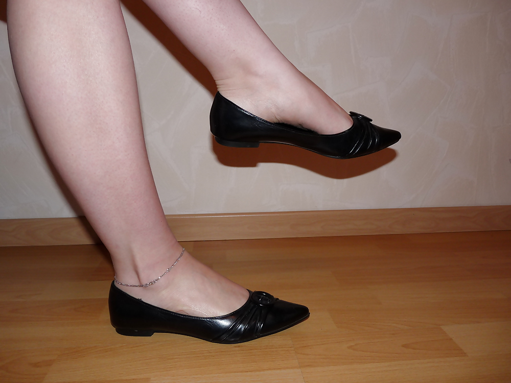 Wifes sexy black leather ballerina ballet flats shoes 2 #19330400