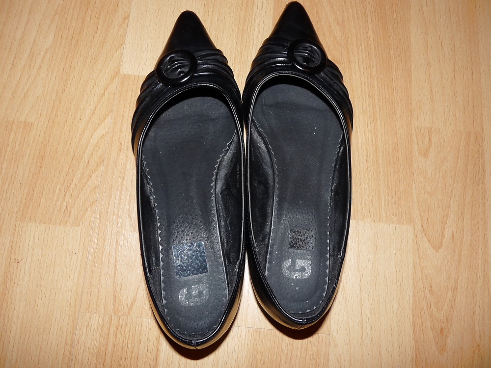 Wifes sexy black leather ballerina ballet flats shoes 2 #19330407