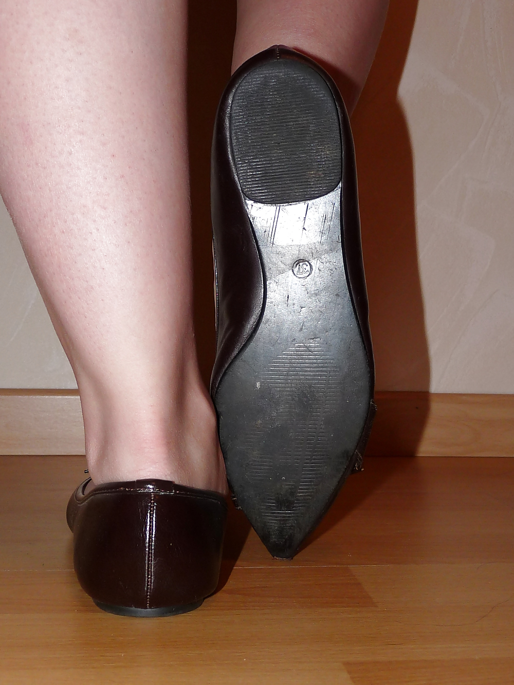 Wifes sexy black leather ballerina ballet flats shoes 2 #19330447