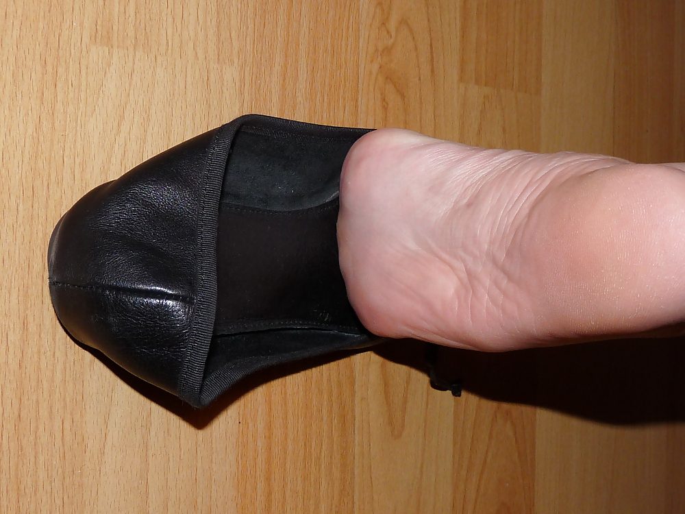 Wifes sexy black leather ballerina ballet flats shoes 2 #19330530