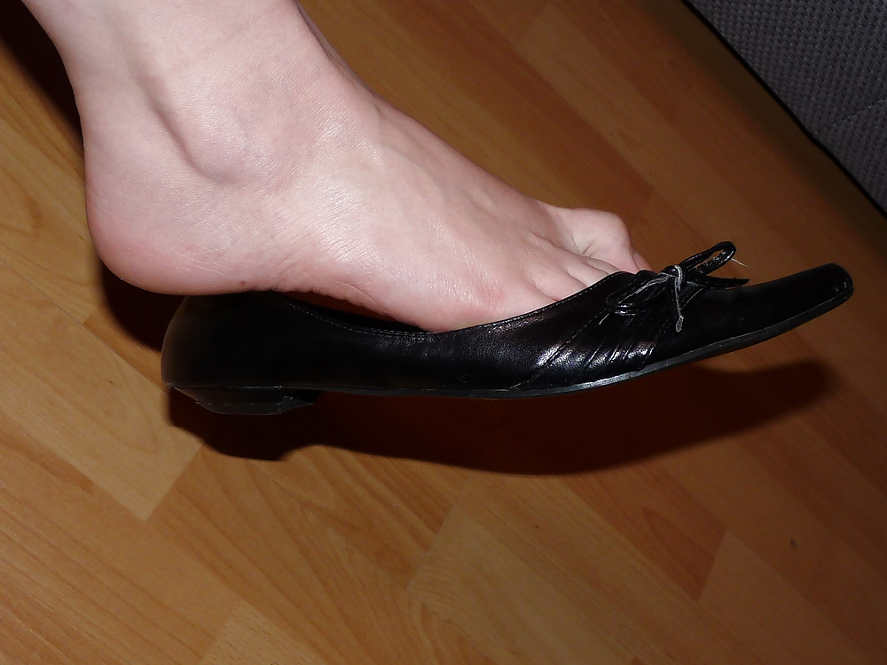 Wifes sexy black leather ballerina ballet flats shoes 2 #19330561