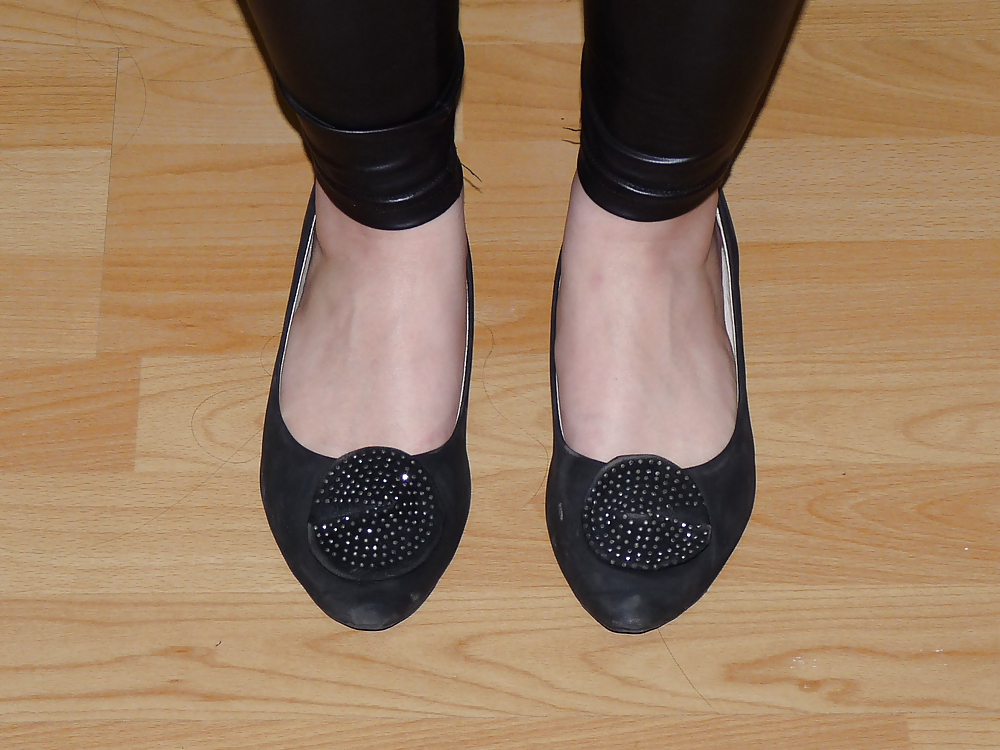 Wifes sexy black leather ballerina ballet flats shoes 2 #19330570