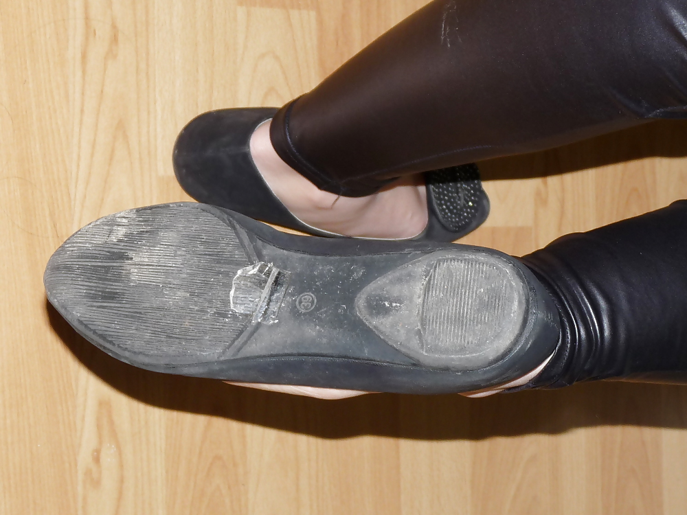 Wifes sexy black leather ballerina ballet flats shoes 2 #19330579