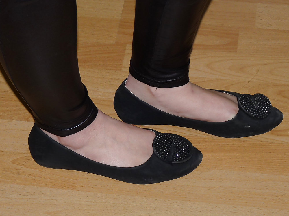 Wifes sexy black leather ballerina ballet flats shoes 2 #19330589