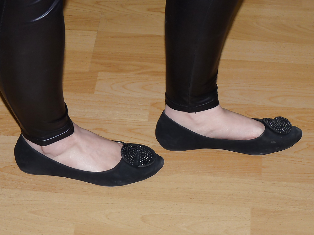 Wifes sexy black leather ballerina ballet flats shoes 2 #19330596