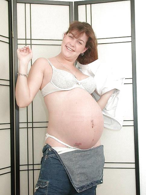 Pregnant brunette posing her plump body #16445903