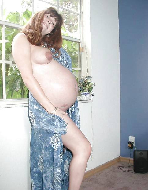 Pregnant brunette posing her plump body #16446353