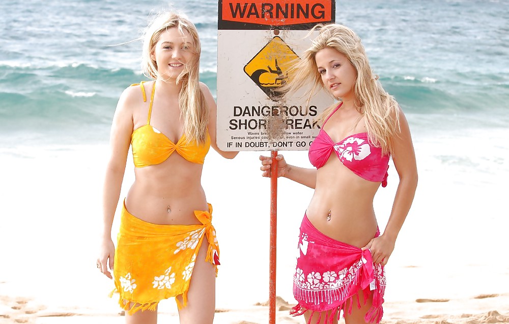 Two hot blondes on a beach #17291665