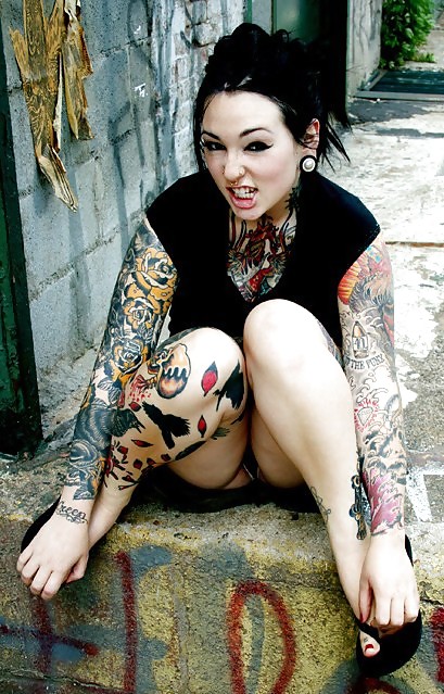 Punk Emo Tattoo Pierced Women #9190928