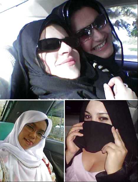 Jilbab & hijab & niqab & arab & tudung turban in car #15837390