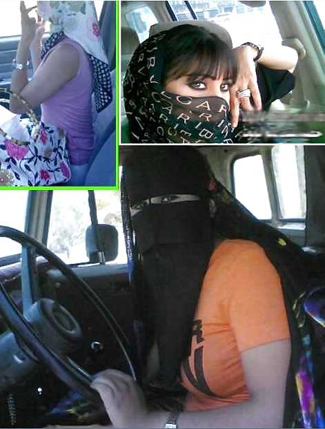 Jilbab & hijab & niqab & arab & tudung turban in car #15837410