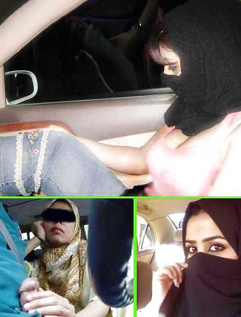 Jilbab & hijab & niqab & arab & tudung turban in car #15837421