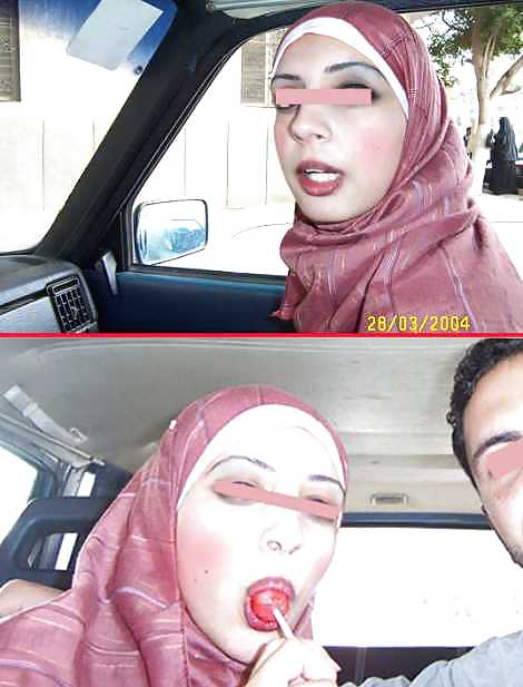 Jilbab & hijab & niqab & arab & tudung turban in car #15837437