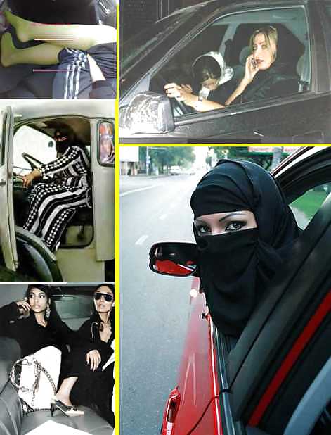 Jilbab & hijab & niqab & arab & tudung turban in car #15837473