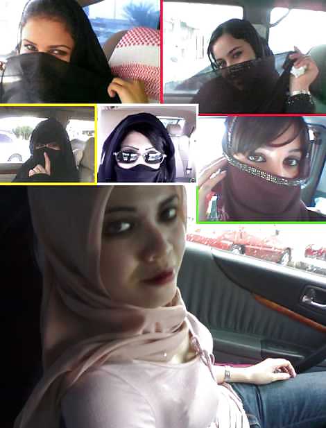 Jilbab & hijab & niqab & arab & tudung turban in car #15837518