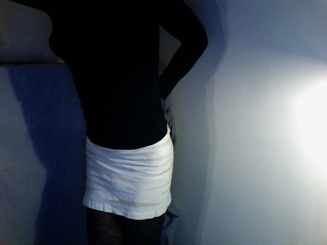 White skirt, brown stockings #7295890