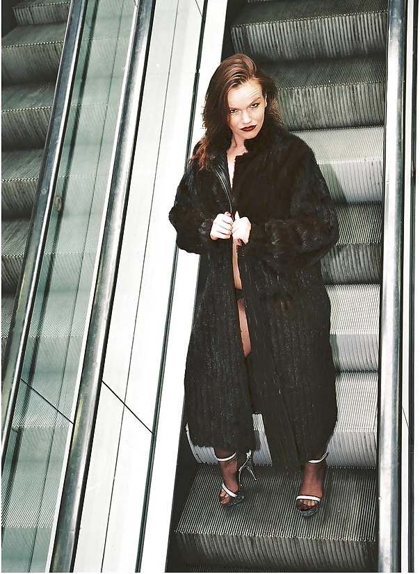 Out and about in a fur and black stockings #12725740