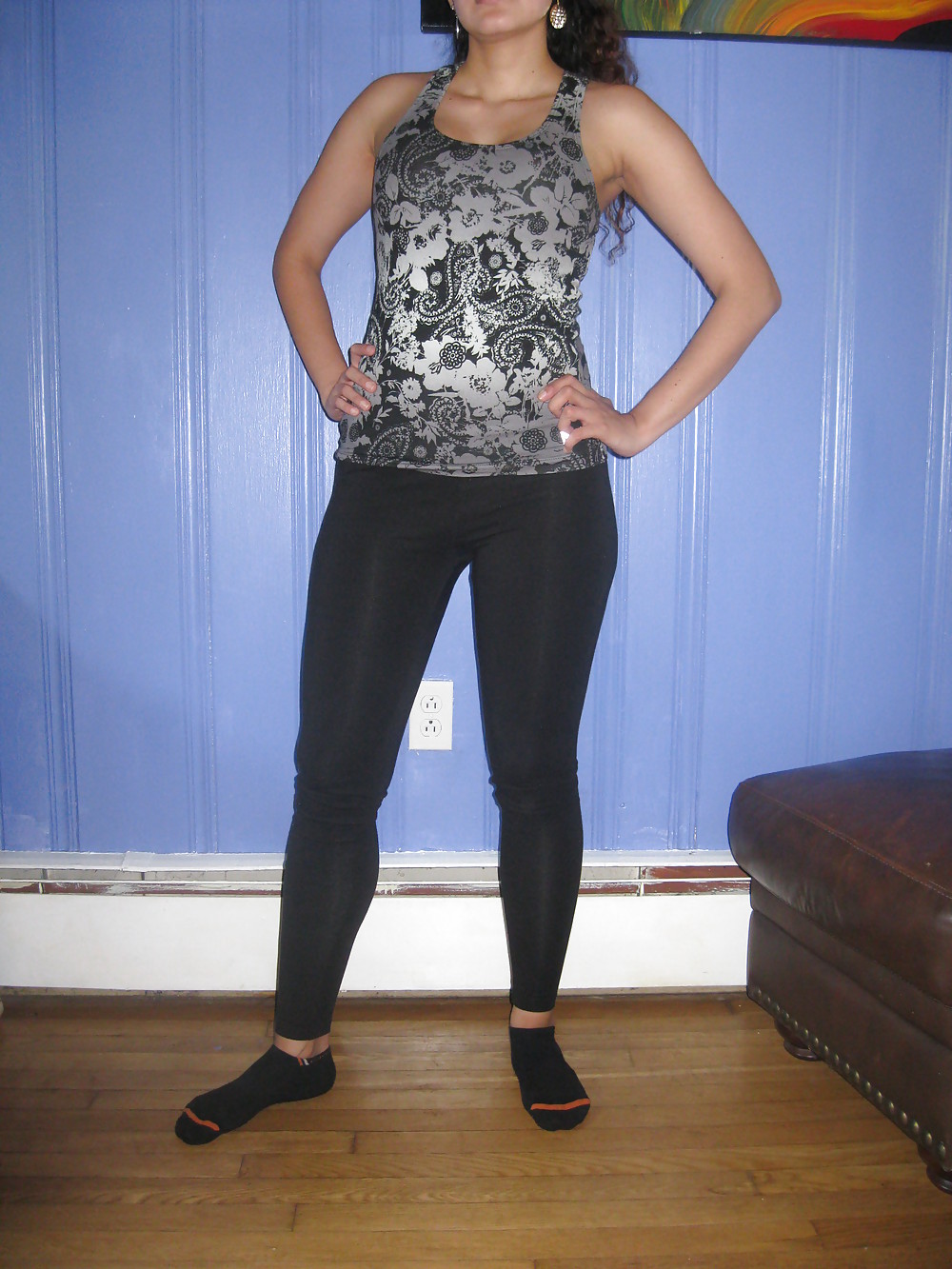 Cute chick in leggings and socks