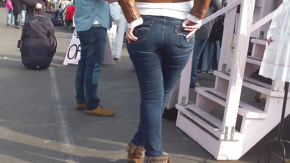 Nice big ass & butt in tight blue jeans  #6697243