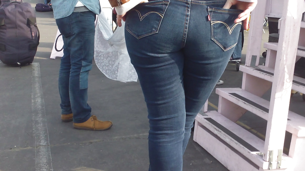 Nice big ass & butt in tight blue jeans  #6697251