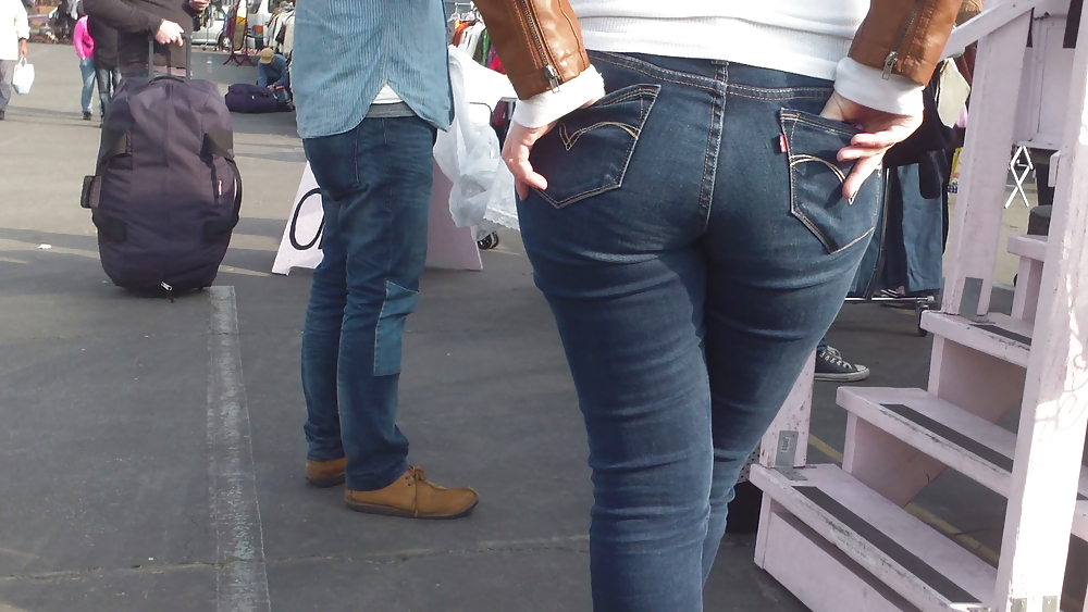 Nice big ass & butt in tight blue jeans  #6697306