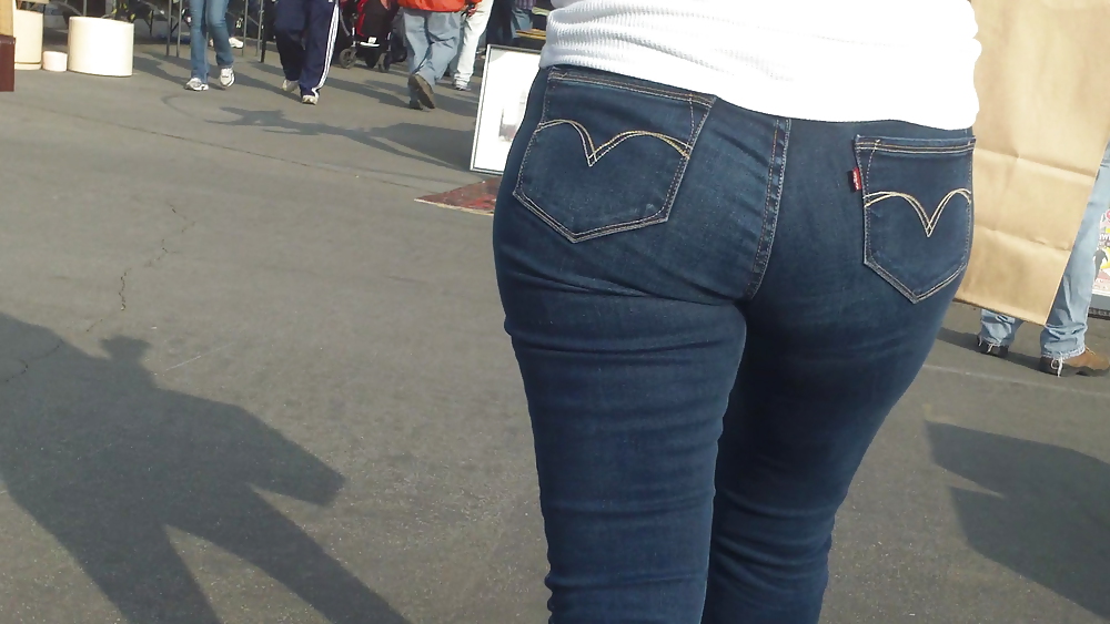 Nice big ass & butt in tight blue jeans  #6697340