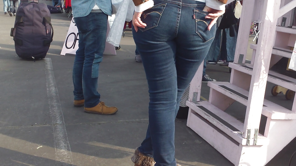 Nice big ass & butt in tight blue jeans  #6697346