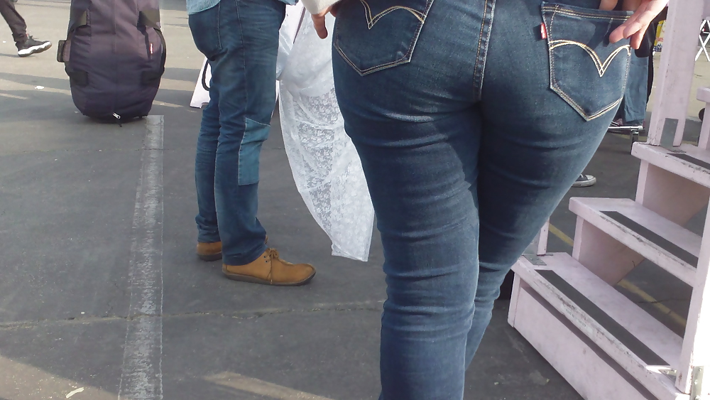 Nice big ass & butt in tight blue jeans  #6697356