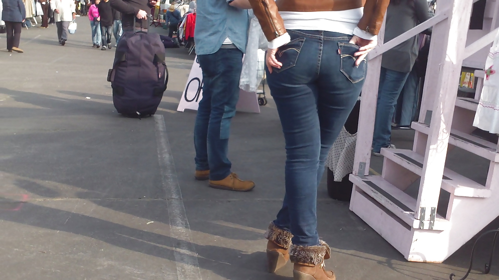 Nice big ass & butt in tight blue jeans  #6697377