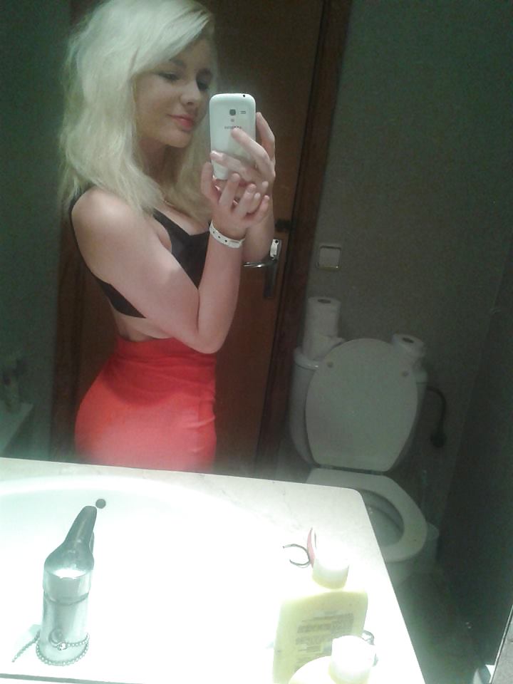 Nice skinny blonde facebook slut self shot #21948786